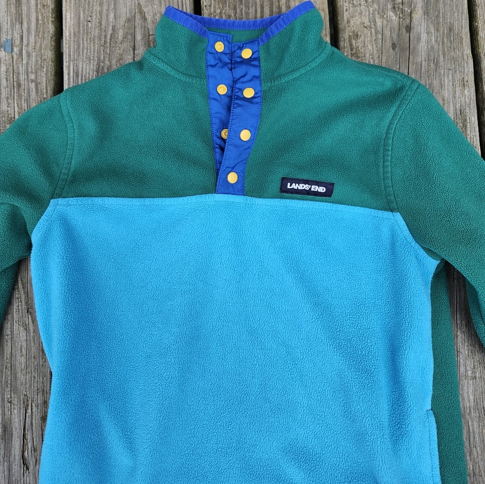 Lands’End Color Block Fleece Blue ans Green